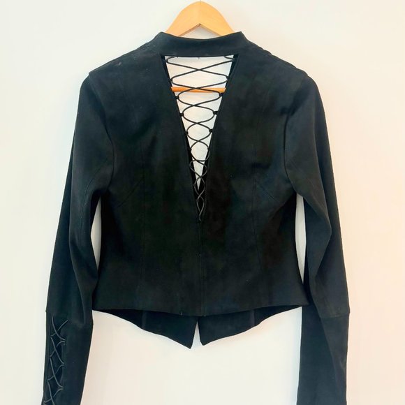 Free People Suede Lace Up Black Blazer - Picture 3 of 5